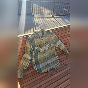 Womens Organic Cotton Button-up Green Shirt